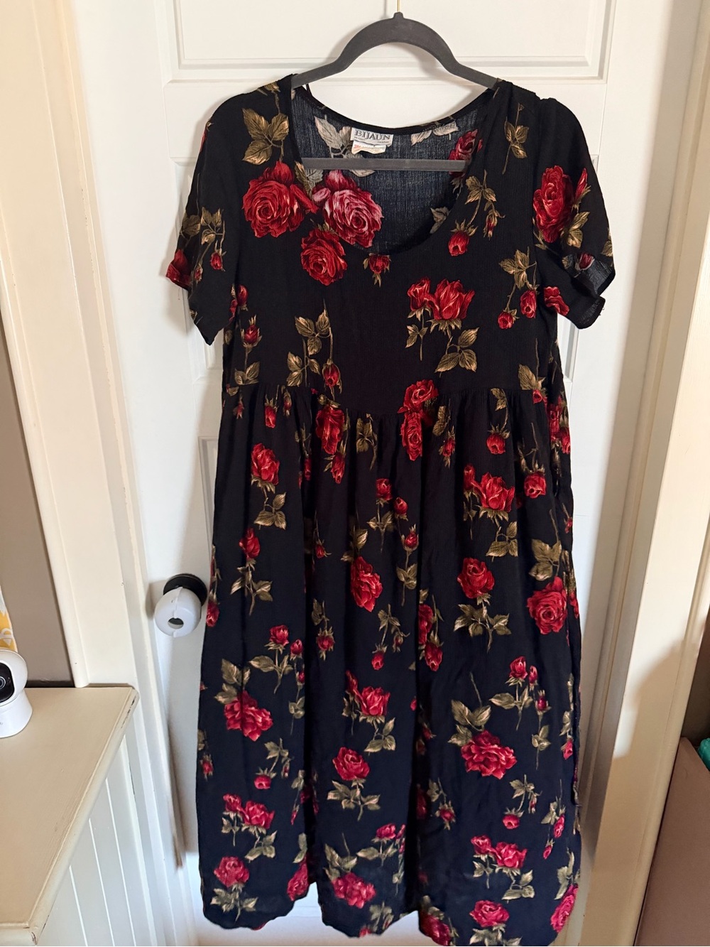 Black Midi Dress with Red Rose Print by LuLaRoe